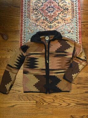Planet Earth Sweaters knit full zip jacket 100% llama handmade size small